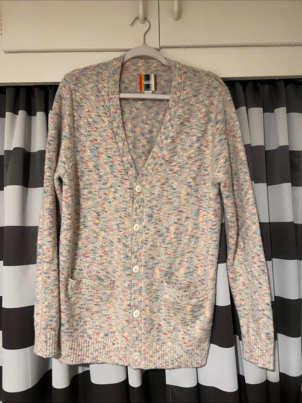 Vans Pastel Speckled Button-Up Cardigan Sweater - Cream Base